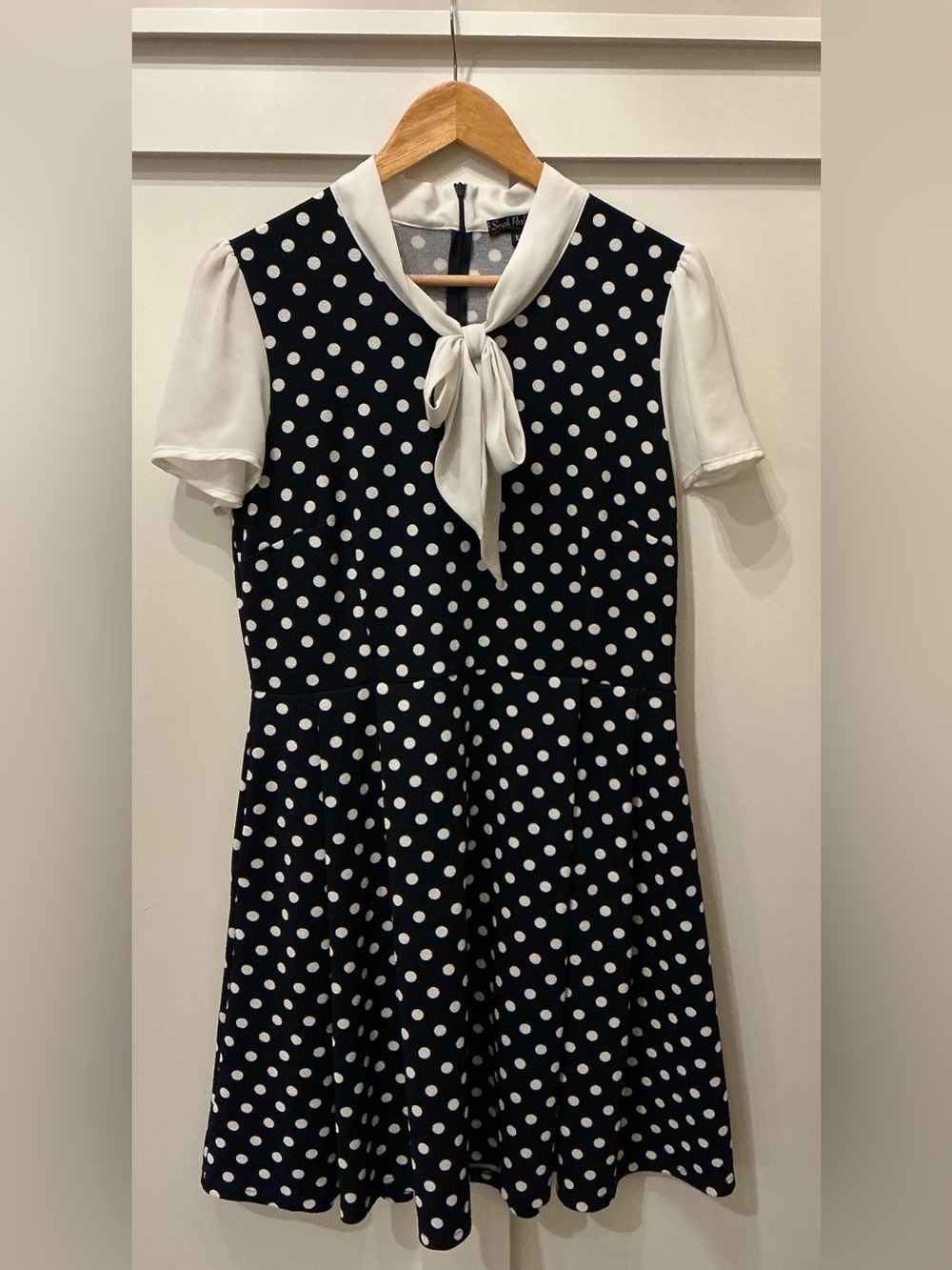 Smak Parlour XL Retro 60s Polka Dot Sailor Collar Fit & Flare Dress